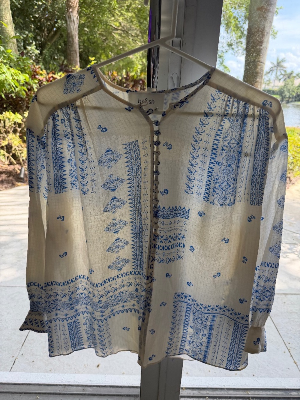 Cream and blue Blouse